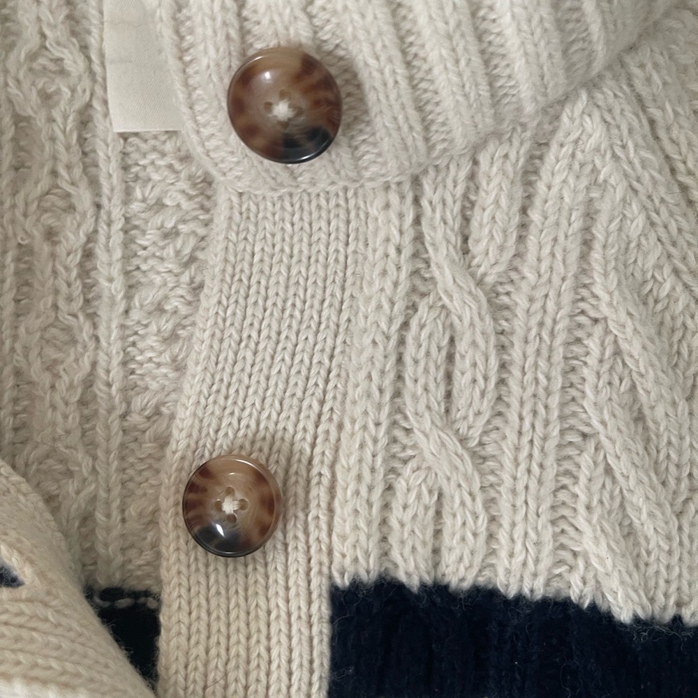 Doen Cream and Navy Striped Knit Cardigan - Picture 7 of 9